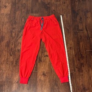 Figs Red joggers Pants with Blue Drawstring